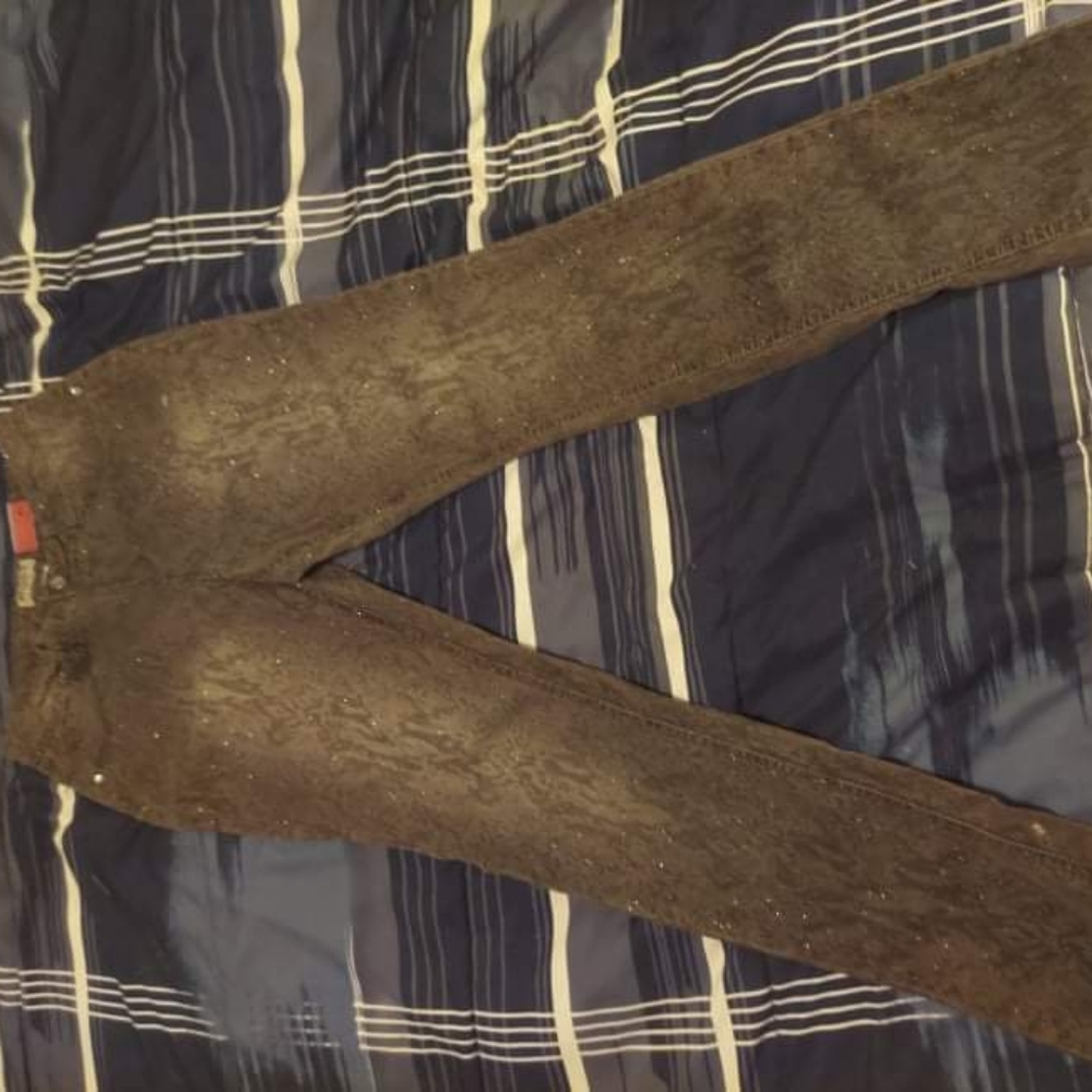 Sparkly grey snake print stretchy jeans